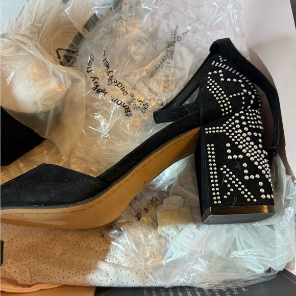 Torrid Collection Black with Silver Bead black Heel Size 8W New with Dust Bag - Picture 3 of 5